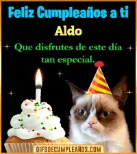 GIF Gato meme Feliz Cumpleaños Aldo